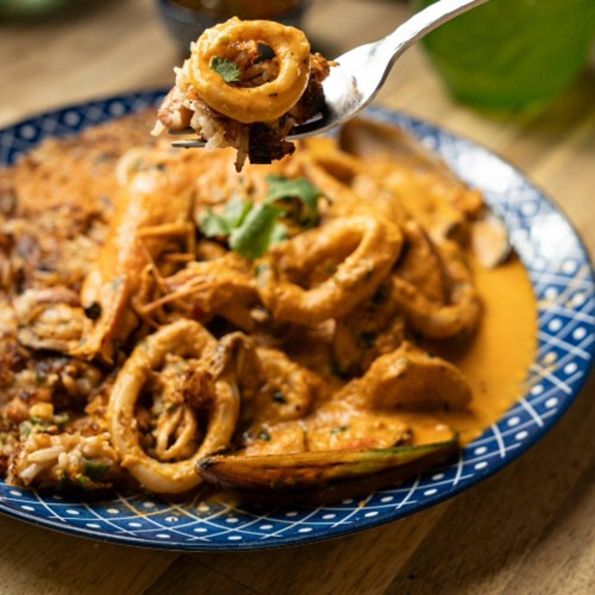 Tacu Tacu con Picante de Mariscos