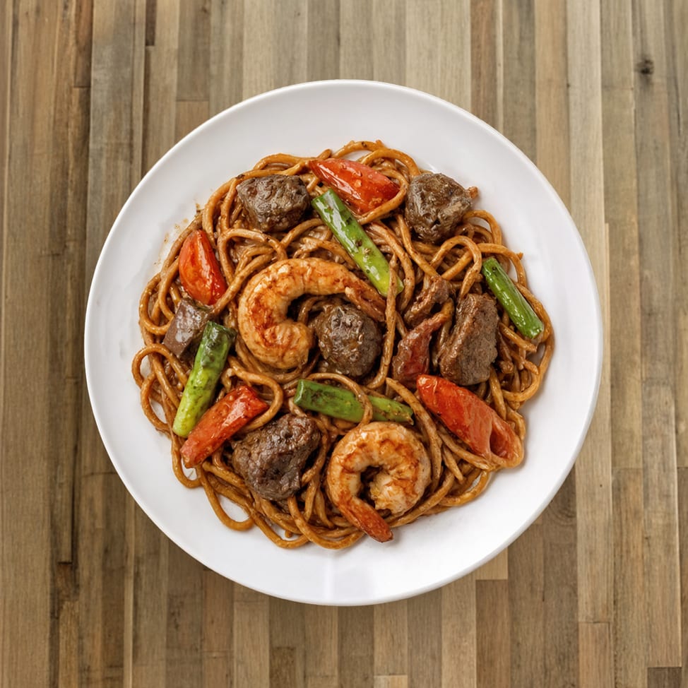 Tallarin Saltado Surf and Turf.