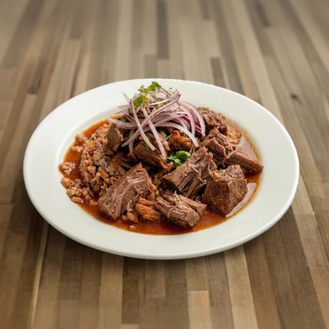 Tacu Tacu con Adobo de Puerco.